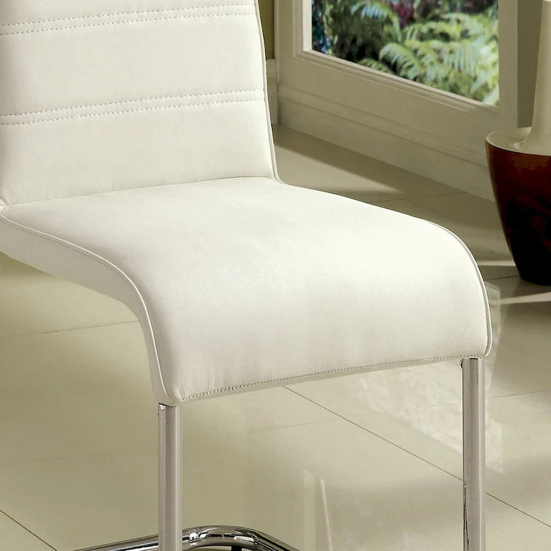 Benton modernes 7-teiliges Esszimmerset mit weißer Glasplatte von Furniture of America