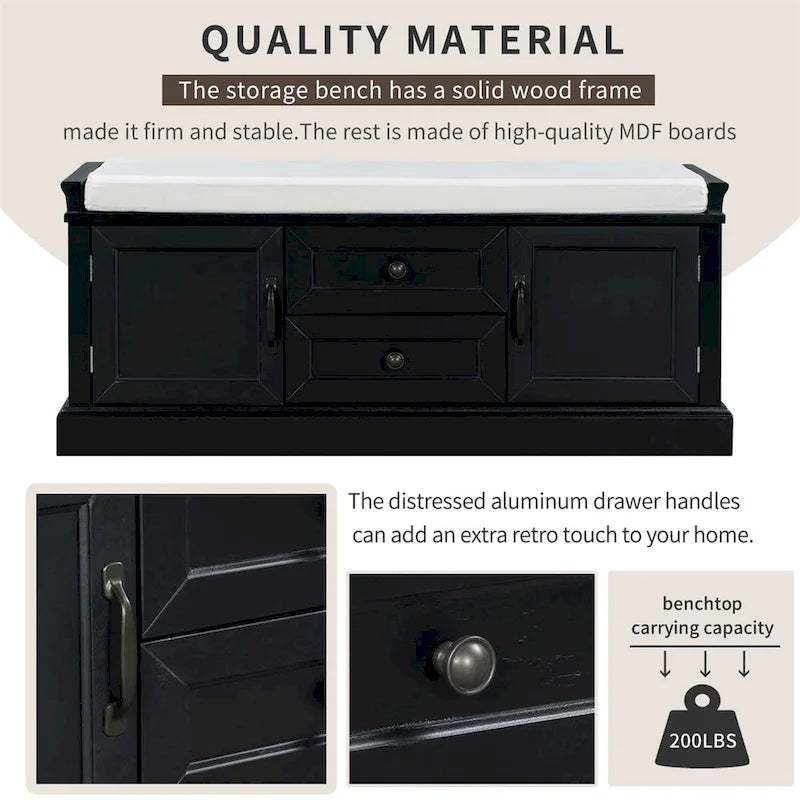 Merax Storage Bench with Removable Cushion