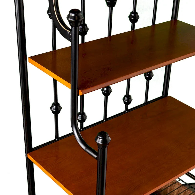 SEI Furniture Docherty schwarzes Bäckerregal mit Rattankörben
