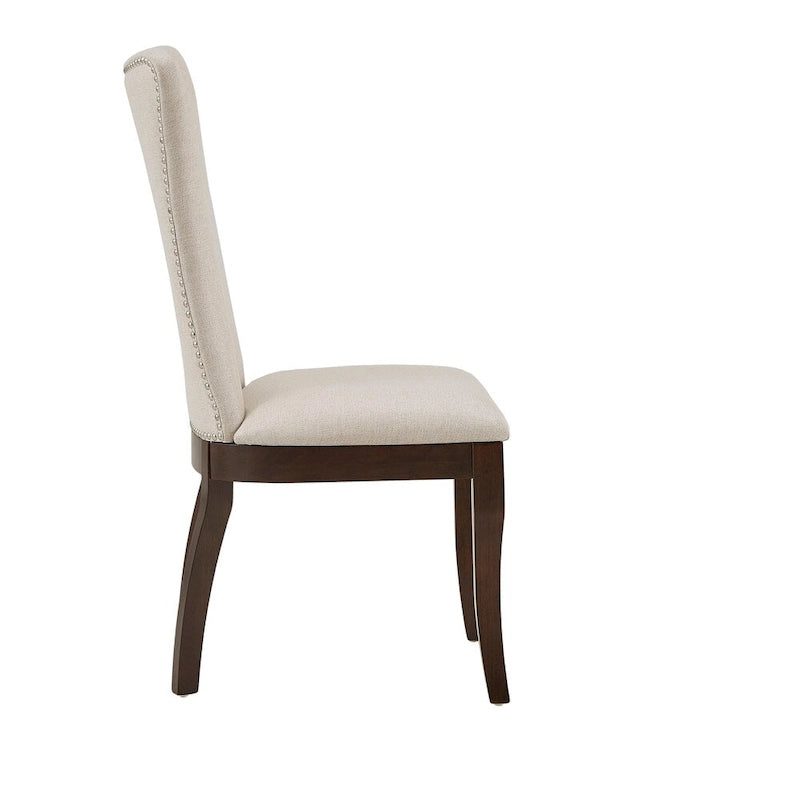 Willa rechteckiges ausziehbares Esszimmerset aus dunklem Kirschholz und beigem Stoff von iNSPIRE Q Classic