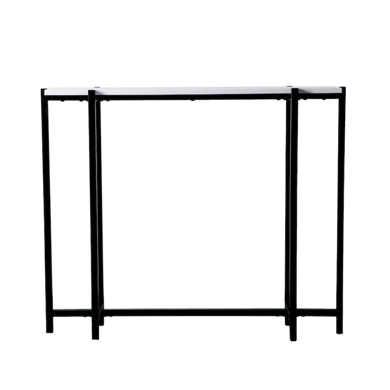 Mesa consola contemporánea estrecha Hedley negra con detalles blancos de SEI Furniture
