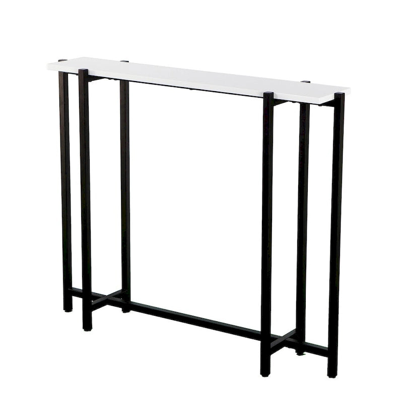 Mesa consola contemporánea estrecha Hedley negra con detalles blancos de SEI Furniture