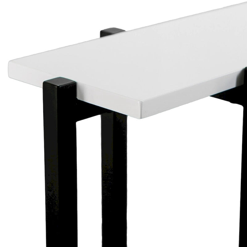 Mesa consola contemporánea estrecha Hedley negra con detalles blancos de SEI Furniture