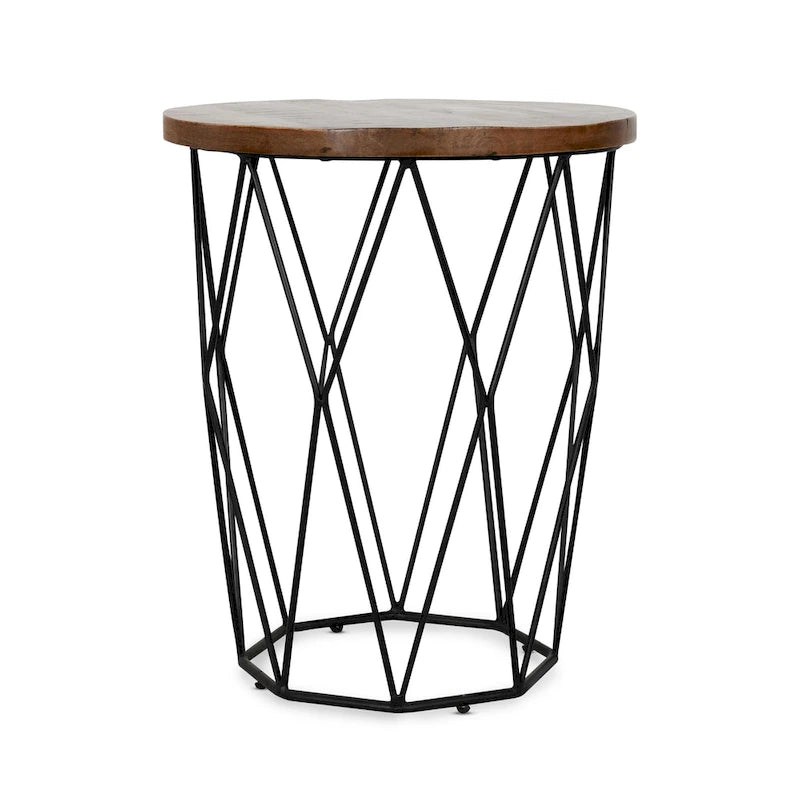 Tavolino laterale rotondo geometrico Chester di Kosas Home - 24 H x 20 W x 20 D