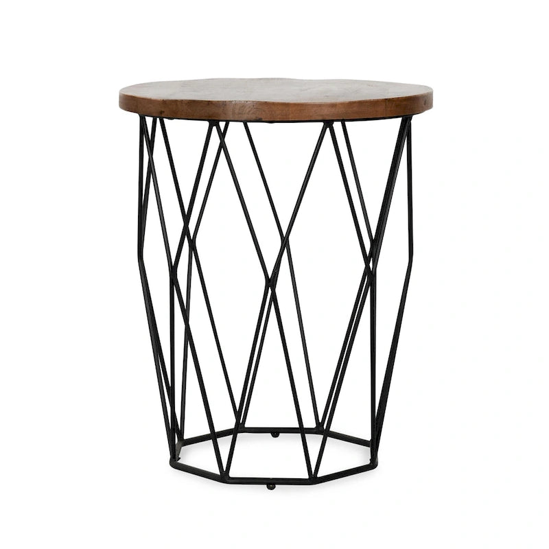 Tavolino laterale rotondo geometrico Chester di Kosas Home - 24 H x 20 W x 20 D