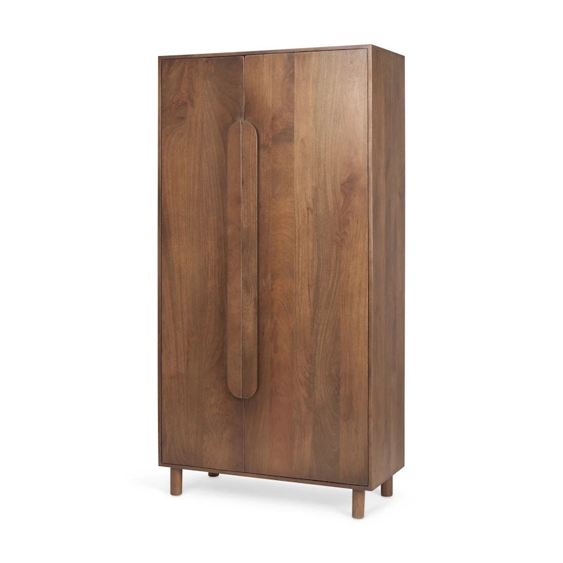 Massivholz-Schrank „Astrid“ in Mittelbraun – 38,8 L × 19,8 B × 68,5 H