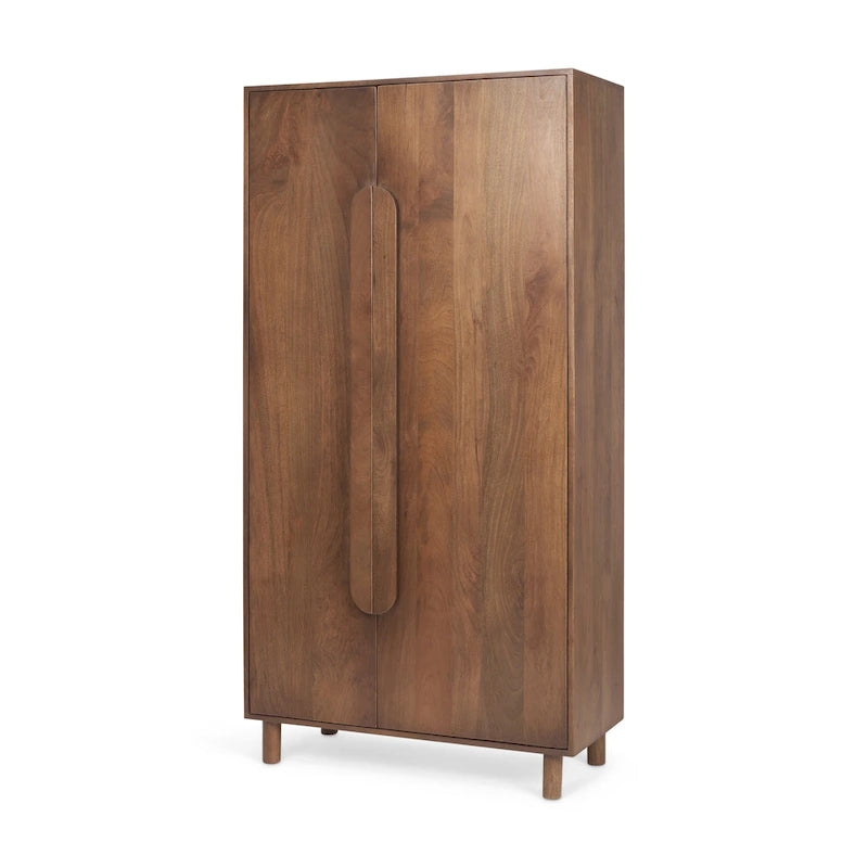 Massivholz-Schrank „Astrid“ in Mittelbraun – 38,8 L × 19,8 B × 68,5 H