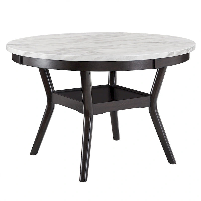 Ensemble de salle à manger rond Balmforth blanc en faux marbre, par iNSPIRE Q Classic