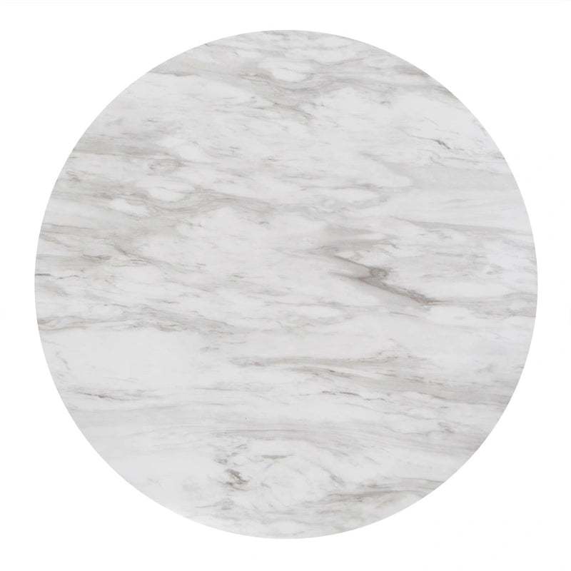 Ensemble de salle à manger rond Balmforth blanc en faux marbre, par iNSPIRE Q Classic