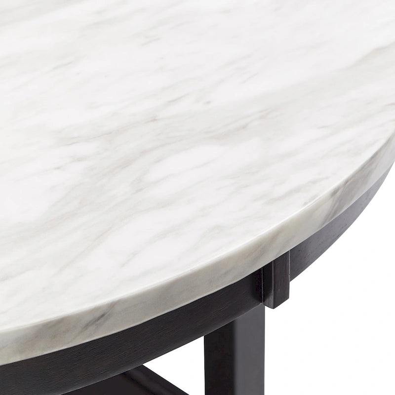 Ensemble de salle à manger rond Balmforth blanc en faux marbre, par iNSPIRE Q Classic