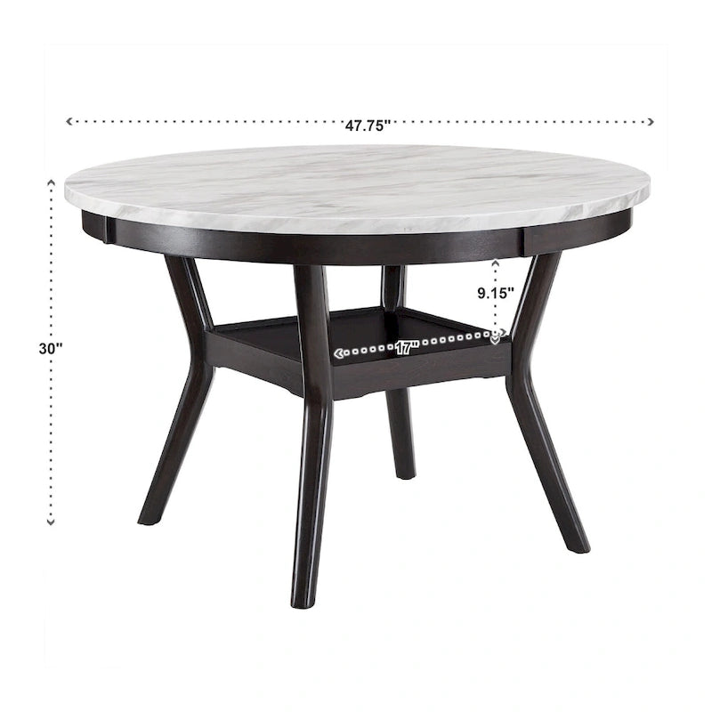 Ensemble de salle à manger rond Balmforth blanc en faux marbre, par iNSPIRE Q Classic