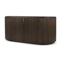 Credenza Terra in legno massello marrone scuro con scanalature - 72.0L x 18.5W x 32.0H