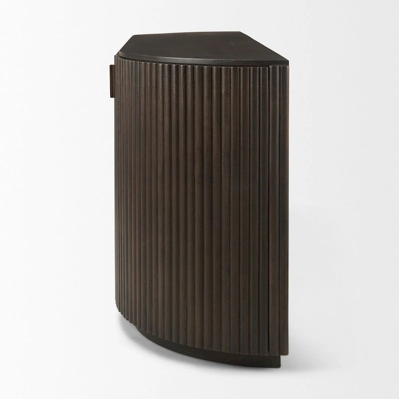 Credenza Terra in legno massello marrone scuro con scanalature - 72.0L x 18.5W x 32.0H
