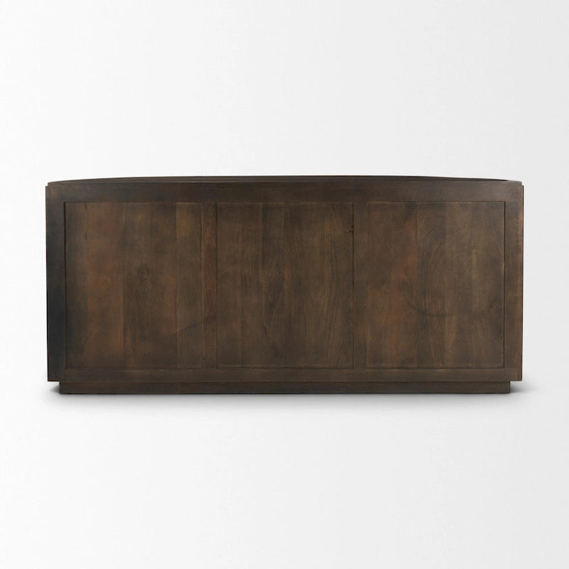 Credenza Terra in legno massello marrone scuro con scanalature - 72.0L x 18.5W x 32.0H