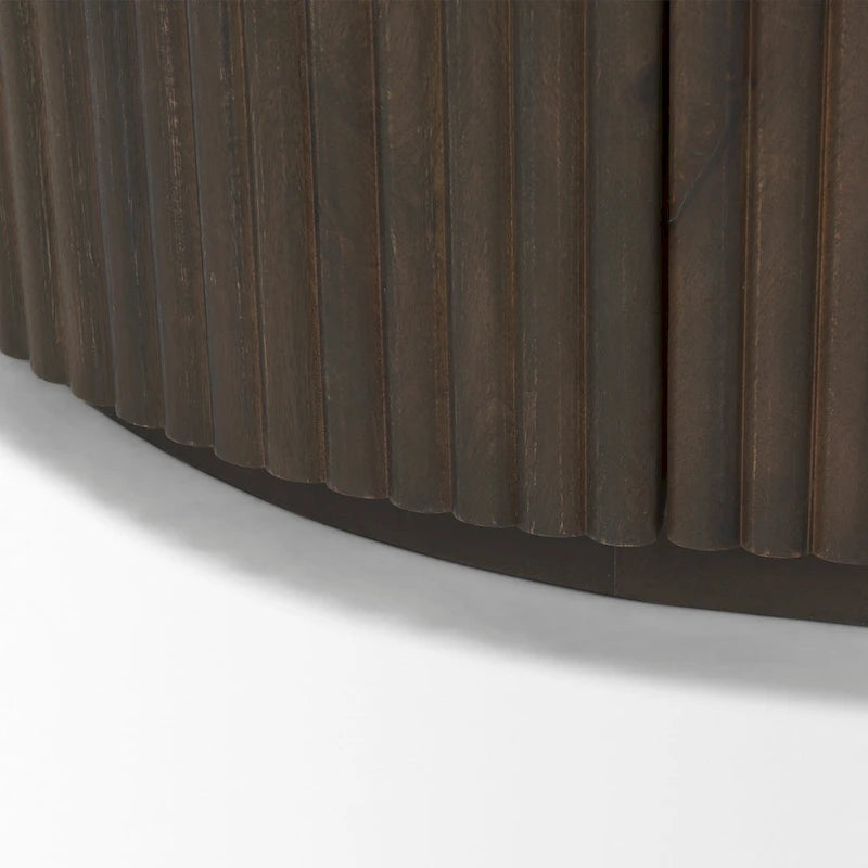 Credenza Terra in legno massello marrone scuro con scanalature - 72.0L x 18.5W x 32.0H