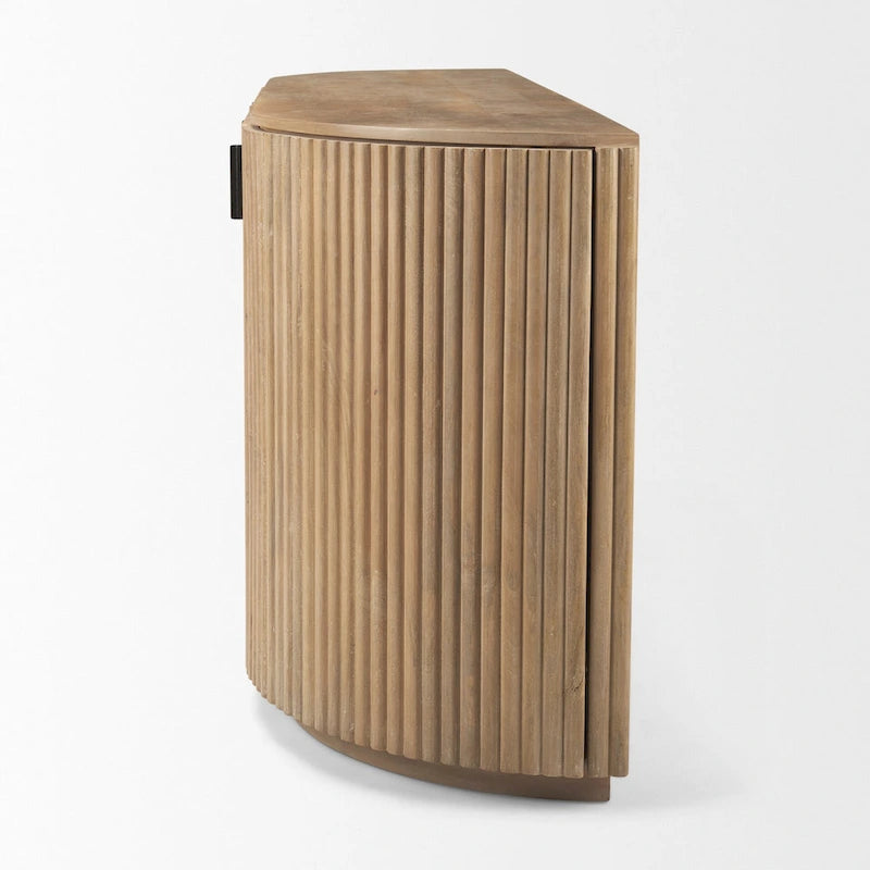 Credenza Terra in legno massello marrone scuro con scanalature - 72.0L x 18.5W x 32.0H