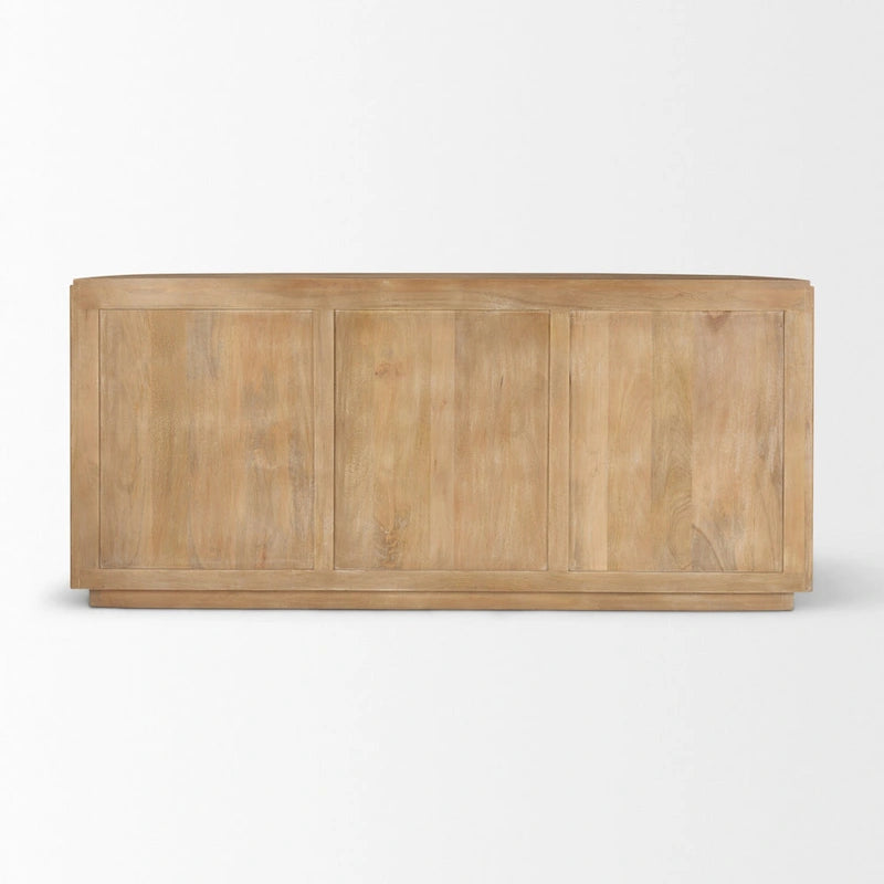 Credenza Terra in legno massello marrone scuro con scanalature - 72.0L x 18.5W x 32.0H