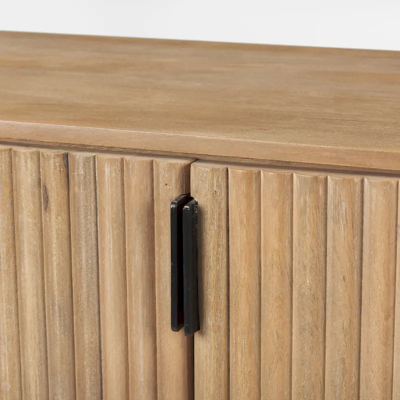 Credenza Terra in legno massello marrone scuro con scanalature - 72.0L x 18.5W x 32.0H