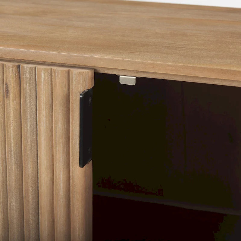 Credenza Terra in legno massello marrone scuro con scanalature - 72.0L x 18.5W x 32.0H