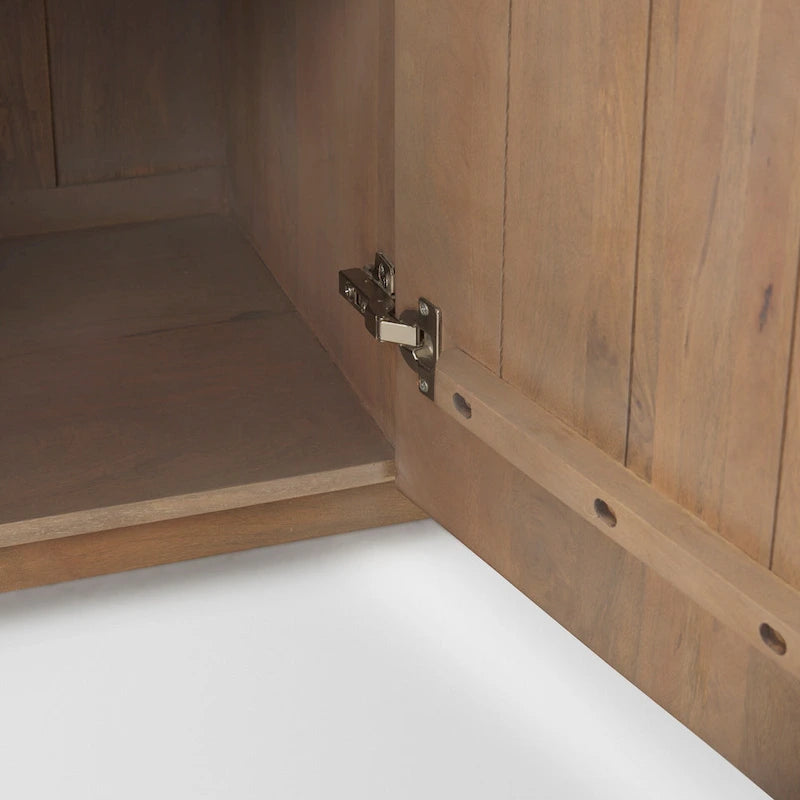 Credenza Terra in legno massello marrone scuro con scanalature - 72.0L x 18.5W x 32.0H