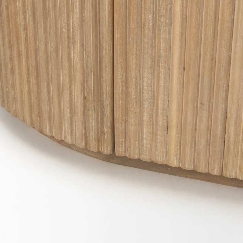 Credenza Terra in legno massello marrone scuro con scanalature - 72.0L x 18.5W x 32.0H