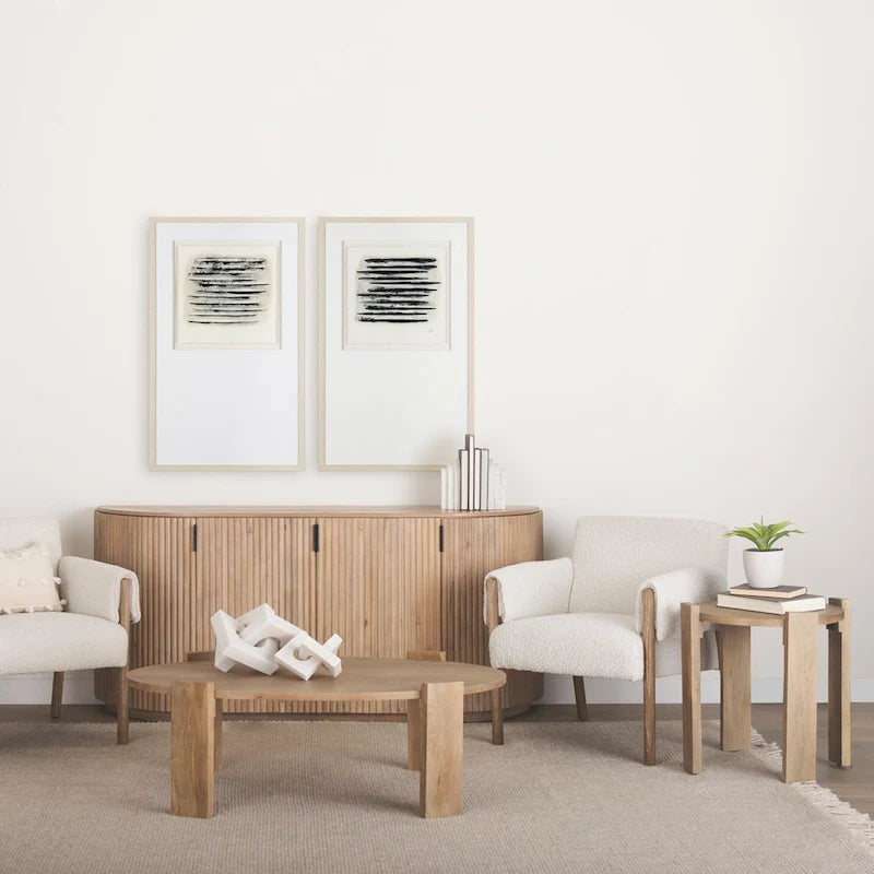 Credenza Terra in legno massello marrone scuro con scanalature - 72.0L x 18.5W x 32.0H