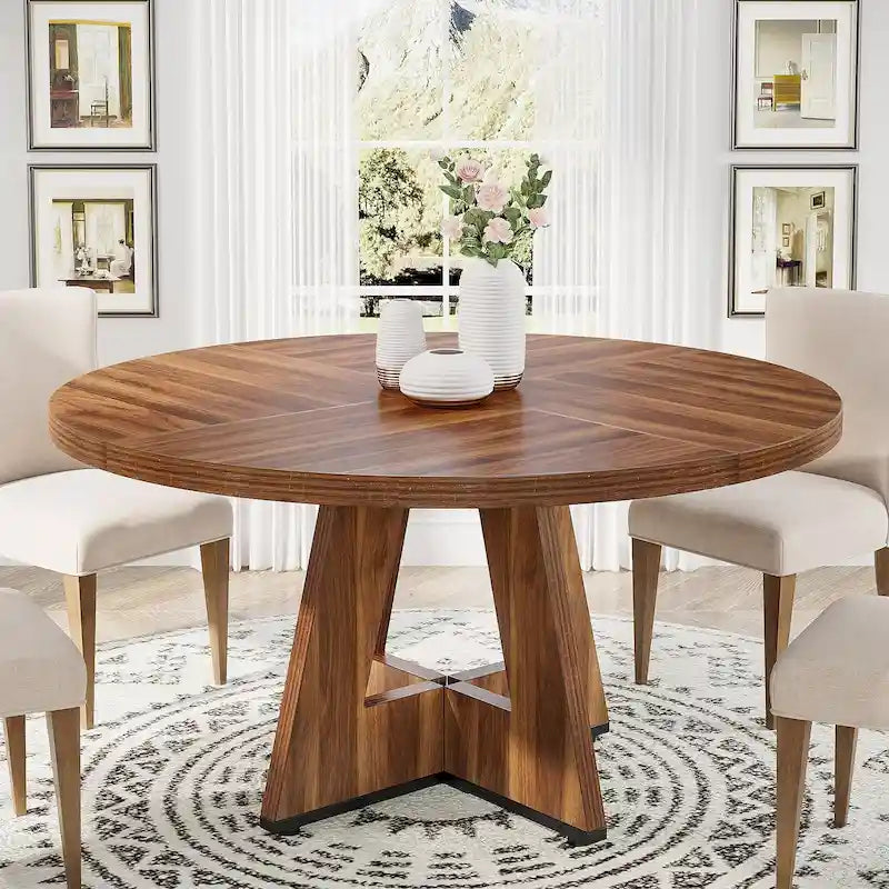 Runder Esstisch für 4 Personen, 47-Zoll-Tisch im Landhausstil, kleiner Küchentisch aus Holz für Esszimmer und Wohnzimmer