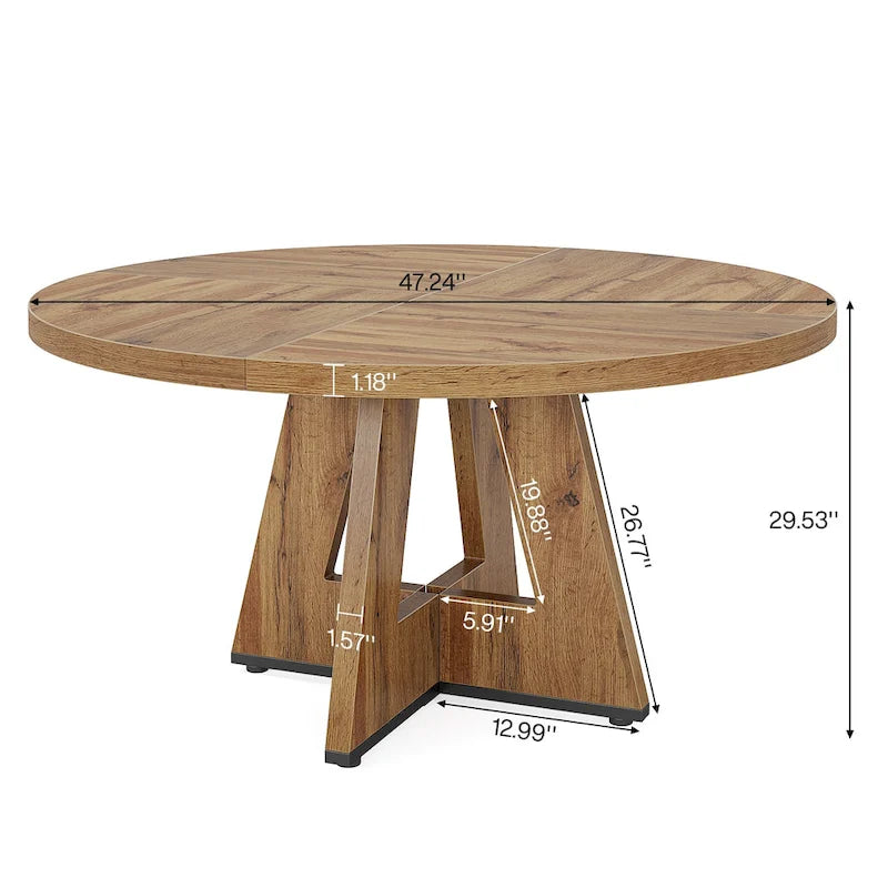 Runder Esstisch für 4 Personen, 47-Zoll-Tisch im Landhausstil, kleiner Küchentisch aus Holz für Esszimmer und Wohnzimmer