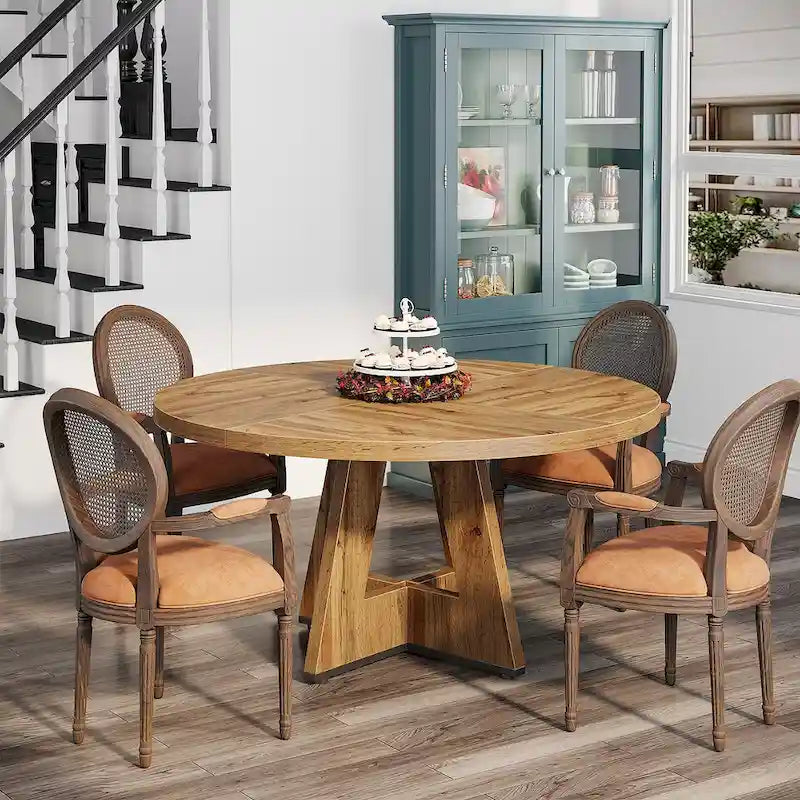 Runder Esstisch für 4 Personen, 47-Zoll-Tisch im Landhausstil, kleiner Küchentisch aus Holz für Esszimmer und Wohnzimmer