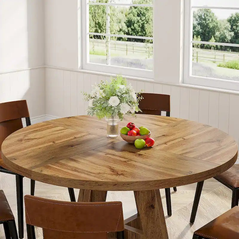 Runder Esstisch für 4 Personen, 47-Zoll-Tisch im Landhausstil, kleiner Küchentisch aus Holz für Esszimmer und Wohnzimmer