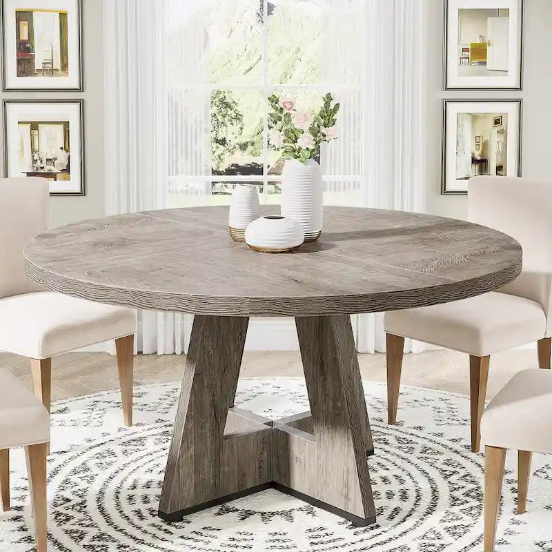 Runder Esstisch für 4 Personen, 47-Zoll-Tisch im Landhausstil, kleiner Küchentisch aus Holz für Esszimmer und Wohnzimmer