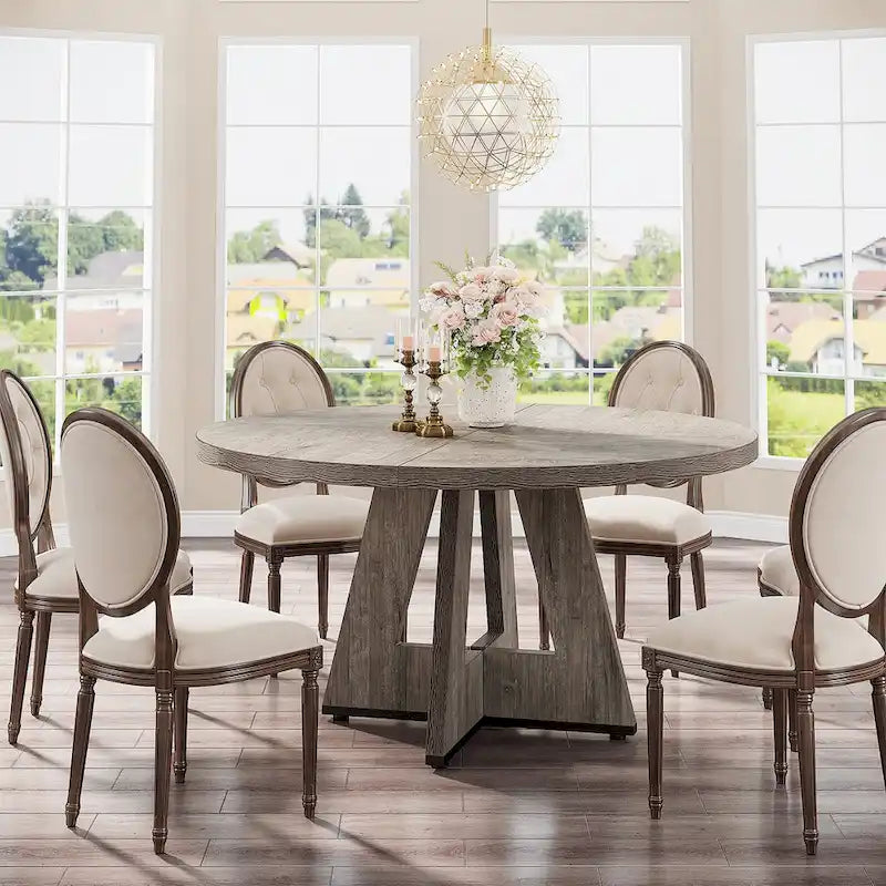 Runder Esstisch für 4 Personen, 47-Zoll-Tisch im Landhausstil, kleiner Küchentisch aus Holz für Esszimmer und Wohnzimmer