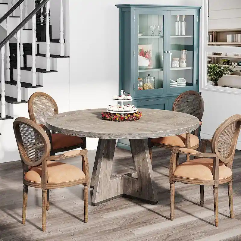 Runder Esstisch für 4 Personen, 47-Zoll-Tisch im Landhausstil, kleiner Küchentisch aus Holz für Esszimmer und Wohnzimmer