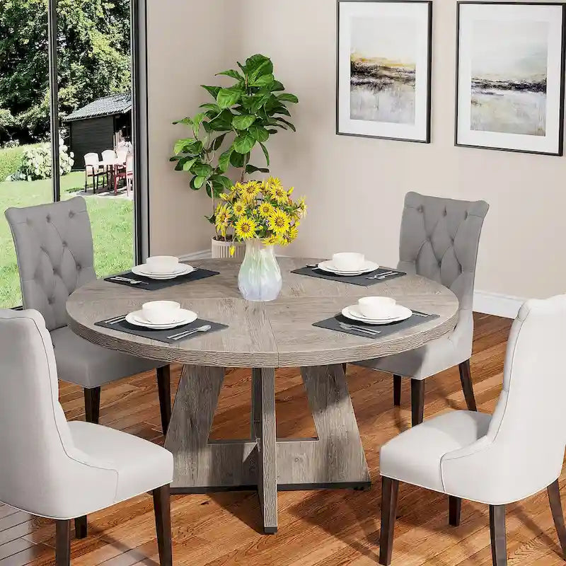 Runder Esstisch für 4 Personen, 47-Zoll-Tisch im Landhausstil, kleiner Küchentisch aus Holz für Esszimmer und Wohnzimmer