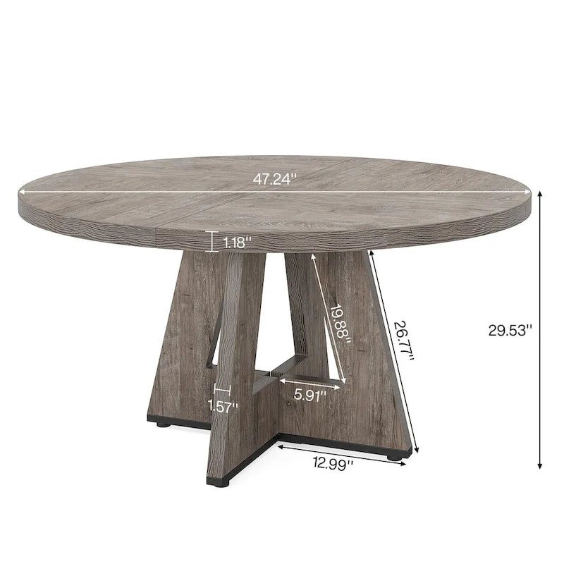 Runder Esstisch für 4 Personen, 47-Zoll-Tisch im Landhausstil, kleiner Küchentisch aus Holz für Esszimmer und Wohnzimmer