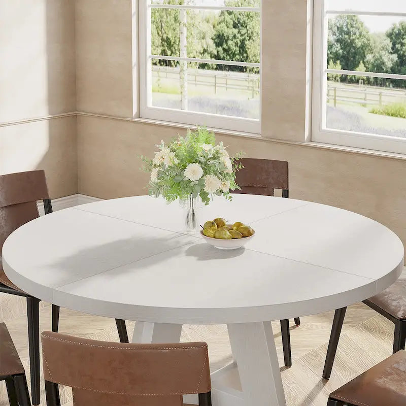 Runder Esstisch für 4 Personen, 47-Zoll-Tisch im Landhausstil, kleiner Küchentisch aus Holz für Esszimmer und Wohnzimmer