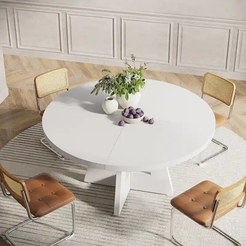 Runder Esstisch für 4 Personen, 47-Zoll-Tisch im Landhausstil, kleiner Küchentisch aus Holz für Esszimmer und Wohnzimmer