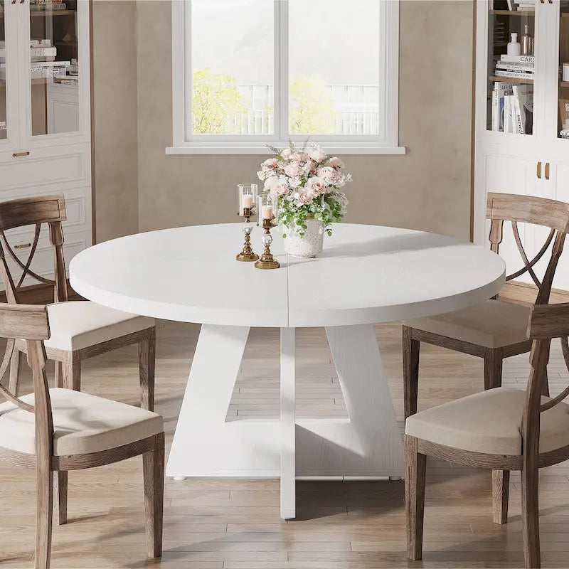 Runder Esstisch für 4 Personen, 47-Zoll-Tisch im Landhausstil, kleiner Küchentisch aus Holz für Esszimmer und Wohnzimmer