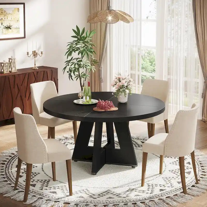 Runder Esstisch für 4 Personen, 47-Zoll-Tisch im Landhausstil, kleiner Küchentisch aus Holz für Esszimmer und Wohnzimmer