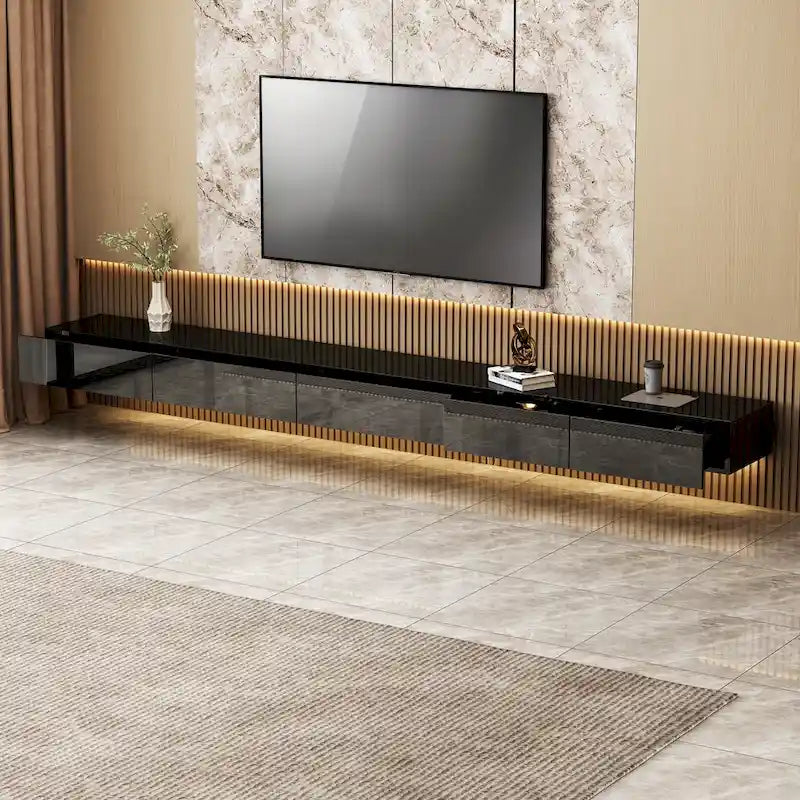 LED Floating TV Stand Entertainment Cabinet for Home and Office 2 PCS