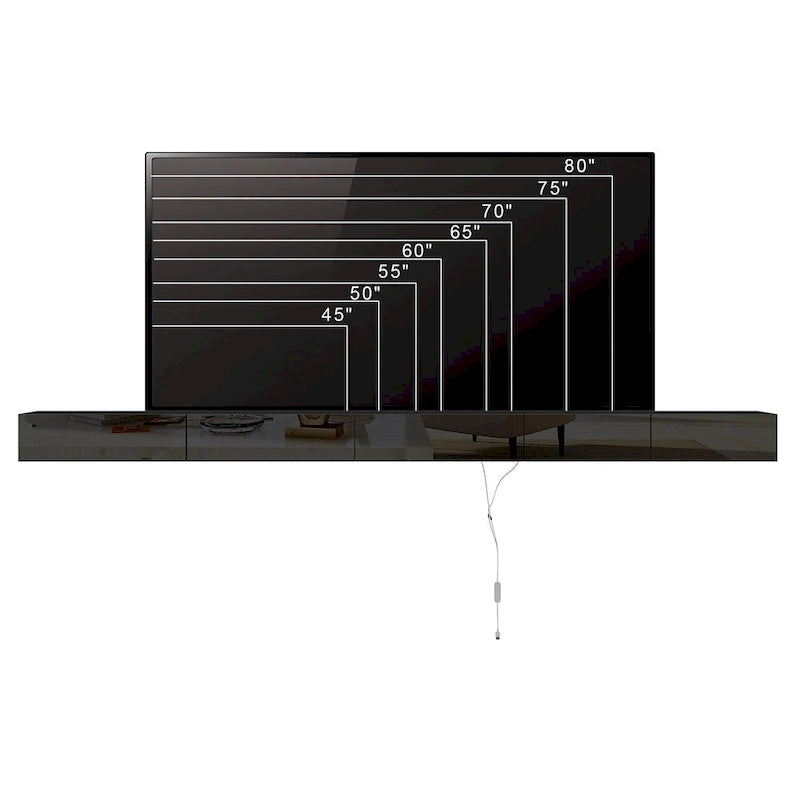 LED Floating TV Stand Entertainment Cabinet for Home and Office 2 PCS