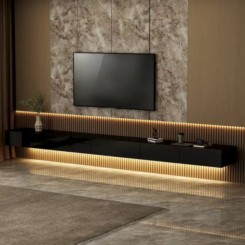 LED Floating TV Stand Entertainment Cabinet for Home and Office 2 PCS