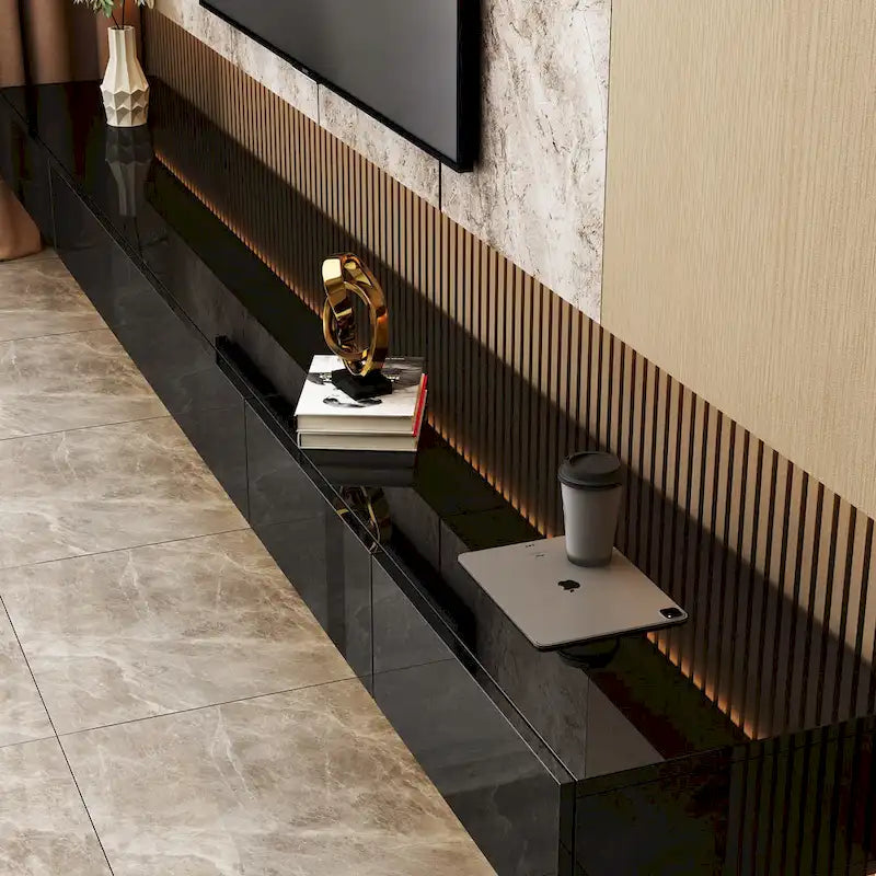 LED Floating TV Stand Entertainment Cabinet for Home and Office 2 PCS