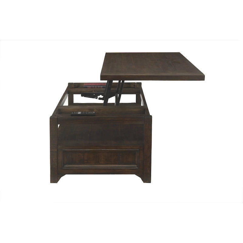 Jasper-salontafel van massief hout met opklapbaar blad en 2 laden