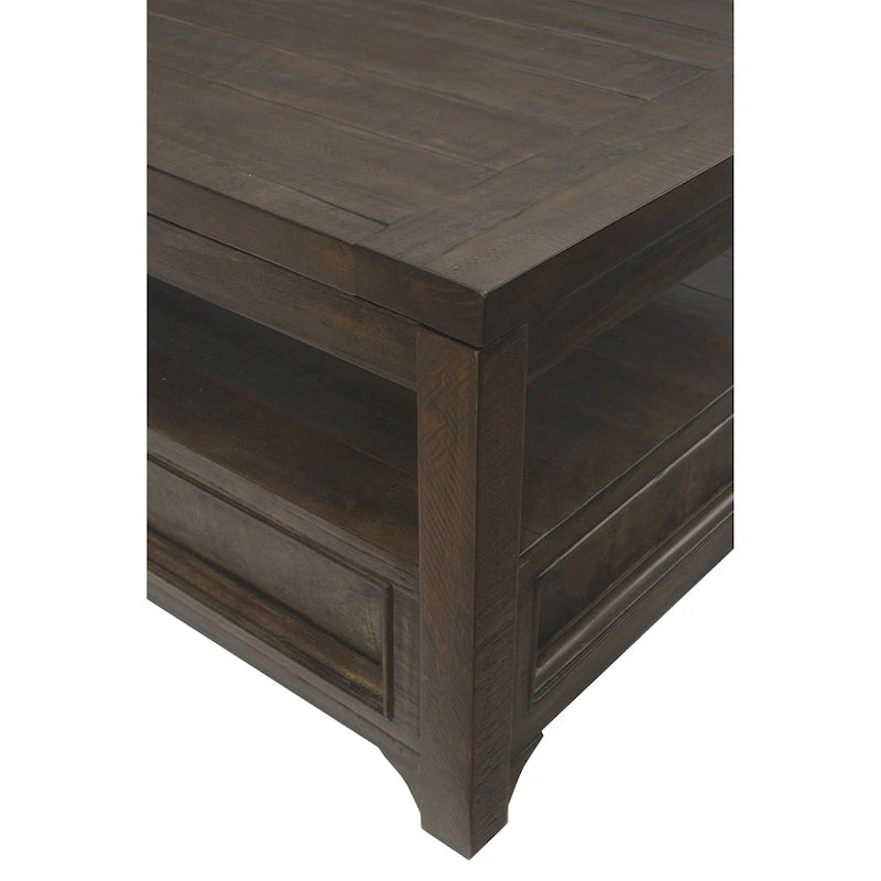Jasper-salontafel van massief hout met opklapbaar blad en 2 laden