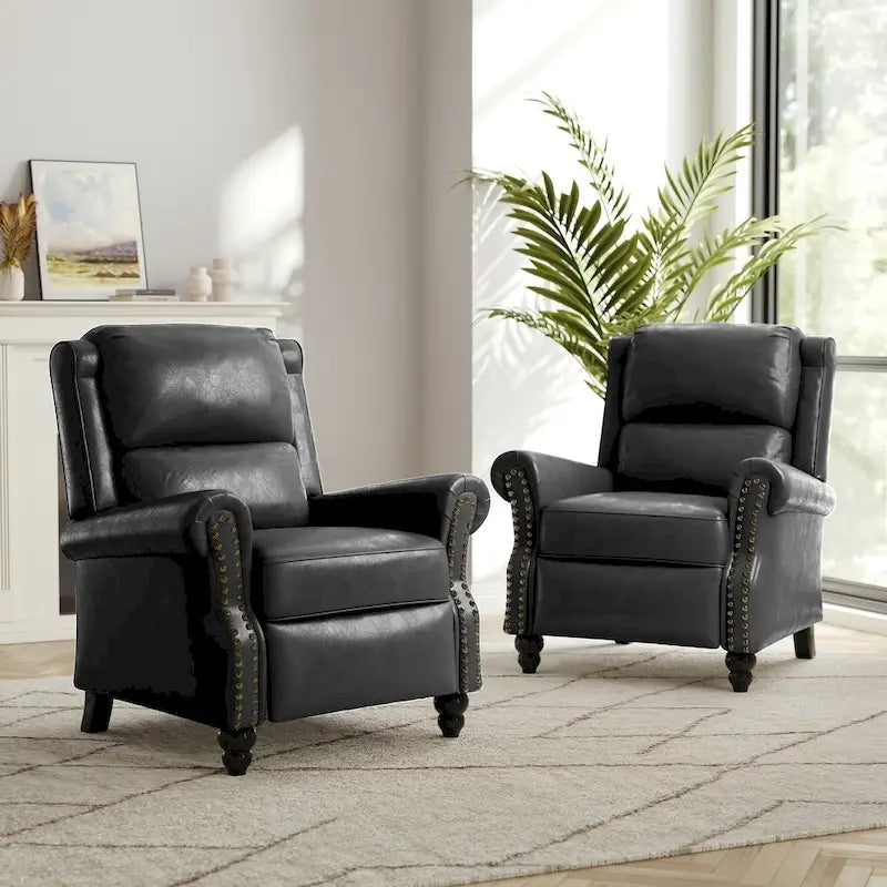 Set di 2 poltrone reclinabili moderne con seduta imbottita in pelle PU/tessuto