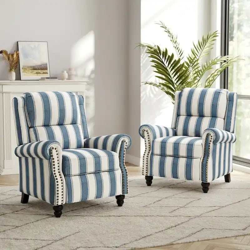 Set di 2 poltrone reclinabili moderne con seduta imbottita in pelle PU/tessuto