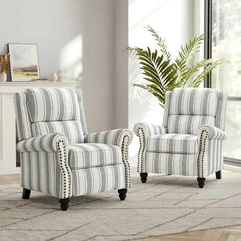 Set di 2 poltrone reclinabili moderne con seduta imbottita in pelle PU/tessuto