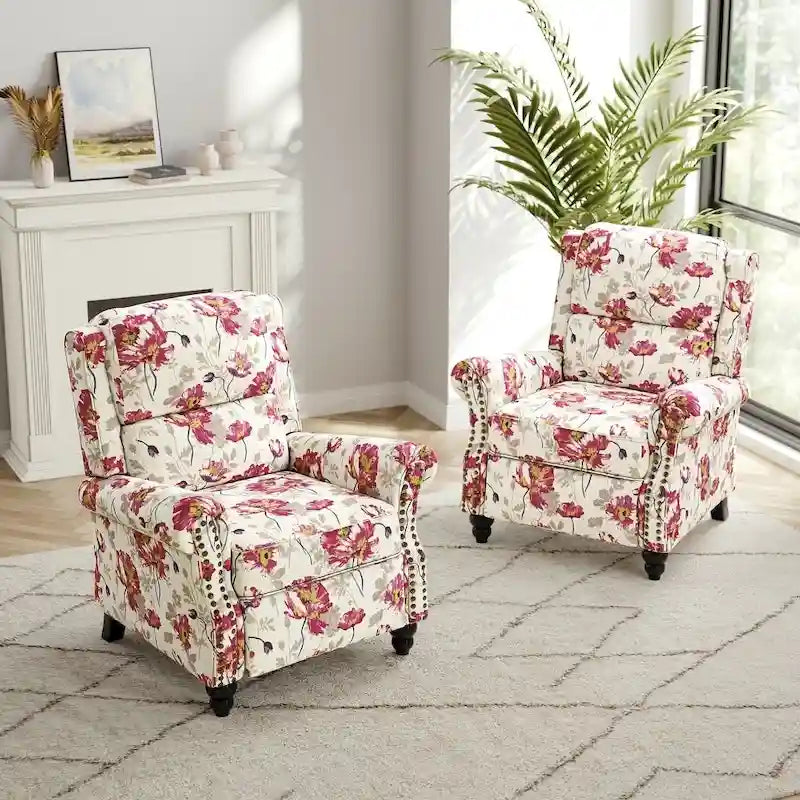 Set di 2 poltrone reclinabili moderne con seduta imbottita in pelle PU/tessuto