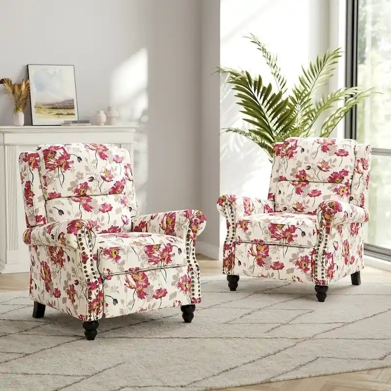 Set di 2 poltrone reclinabili moderne con seduta imbottita in pelle PU/tessuto